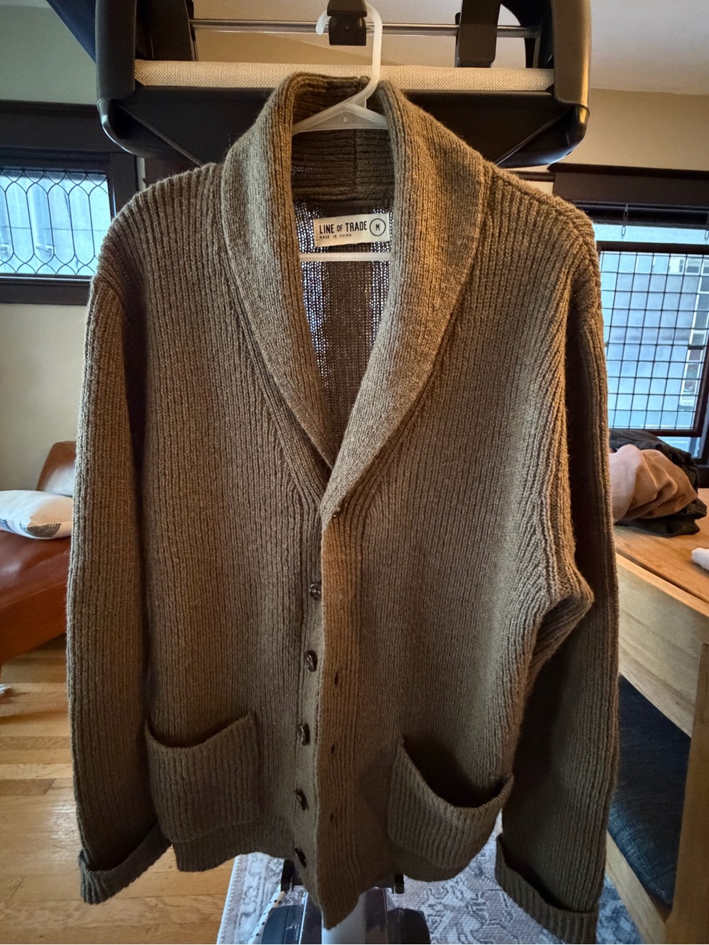 Line of Trade Men’s Shawl Collar Cardigan - 100% Shetland wool